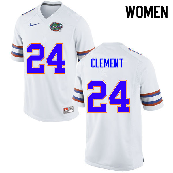 Women #24 Iverson Clement Florida Gators College Football Jerseys Sale-White